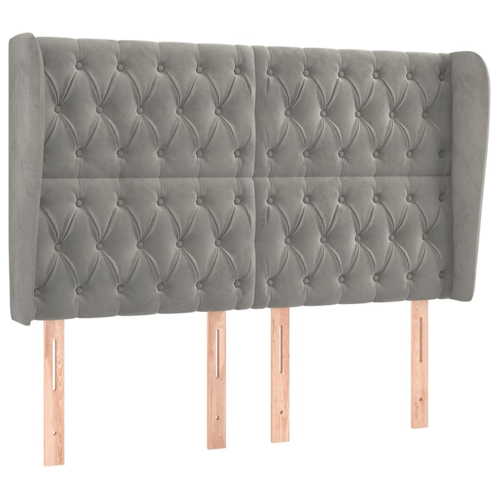 vidaXL Tufted Headboard Light Gray 147x23x118/128 cm Velvet
