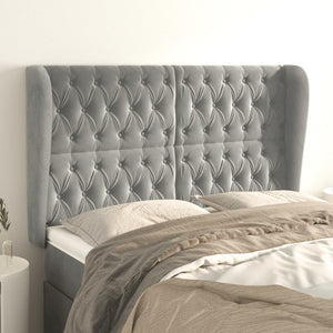 vidaXL Tufted Headboard Light Gray 147x23x118/128 cm Velvet