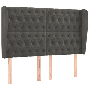 vidaXL Wingback Headboard Dark Grey 147x23x118/128 cm Velvet