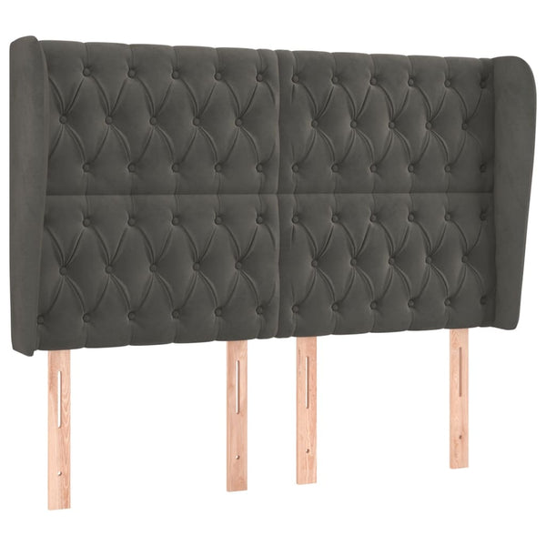 vidaXL Wingback Headboard Dark Grey 147x23x118/128 cm Velvet