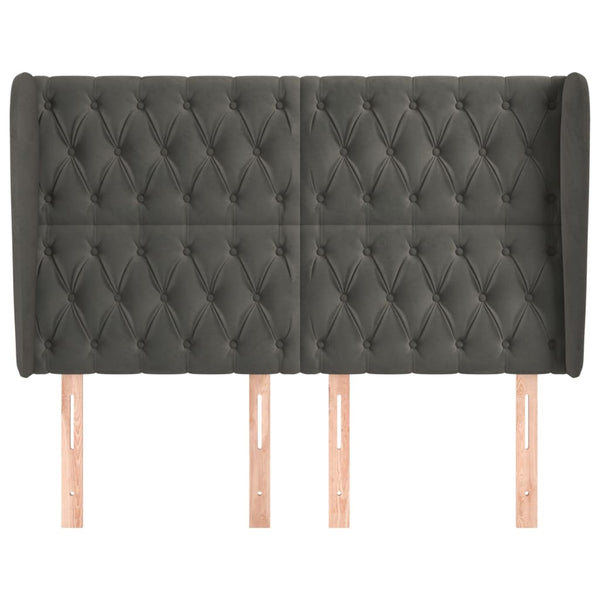 vidaXL Wingback Headboard Dark Grey 147x23x118/128 cm Velvet