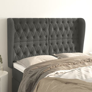vidaXL Wingback Headboard Dark Grey 147x23x118/128 cm Velvet