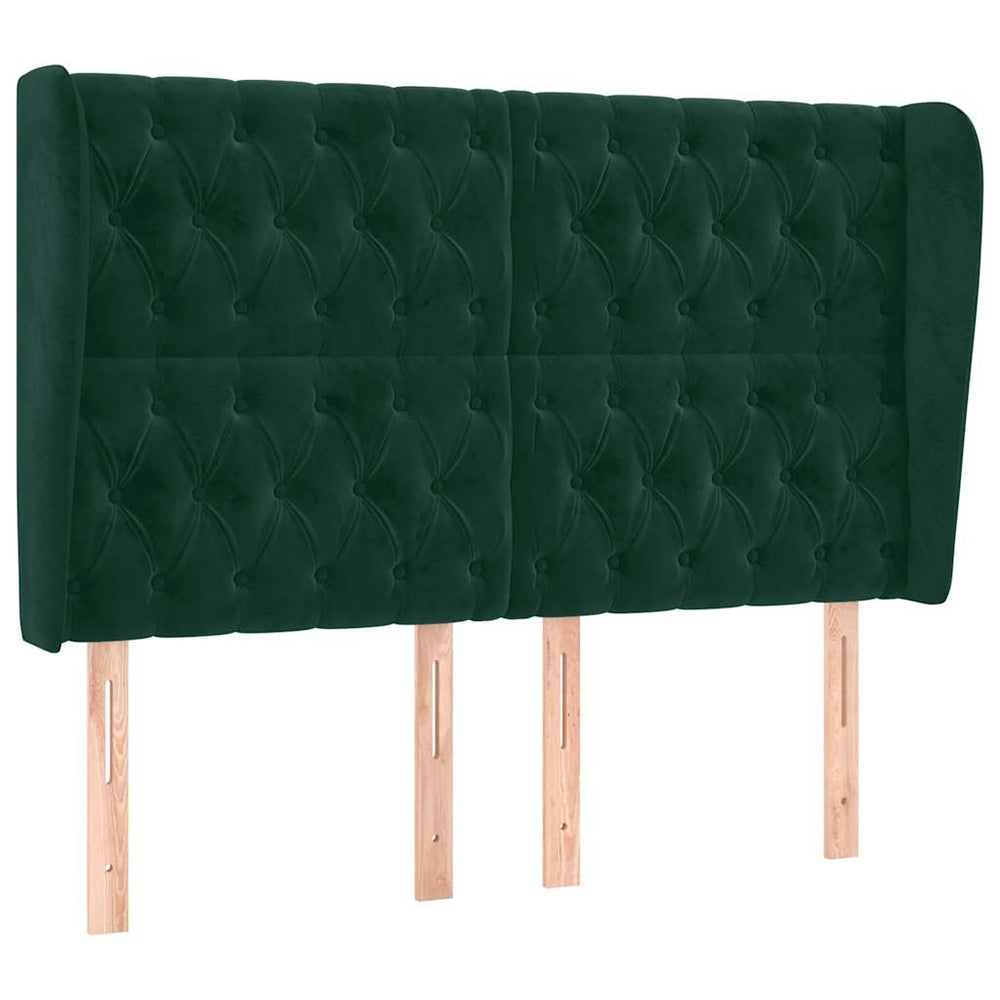 vidaXL Tufted Headboard with Wings Dark Green 147x23x118/128 cm Velvet