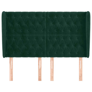 vidaXL Tufted Headboard with Wings Dark Green 147x23x118/128 cm Velvet