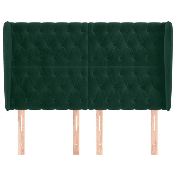 vidaXL Tufted Headboard with Wings Dark Green 147x23x118/128 cm Velvet