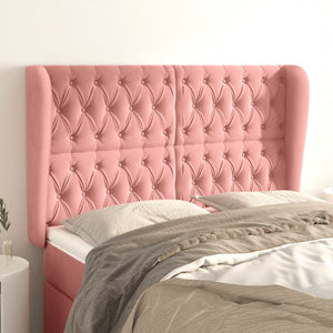 vidaXL Wingback Headboard Pink 147x23x118/128 cm Velvet
