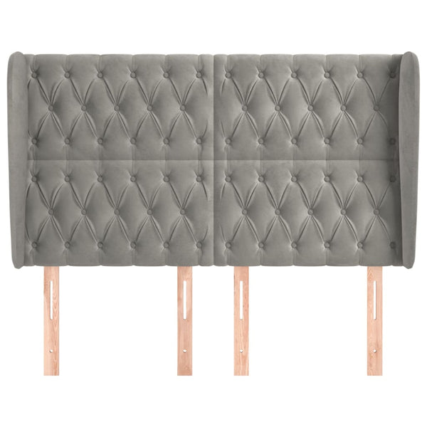 vidaXL Wingback Headboard Light Grey 163x23x118/128 cm Velvet