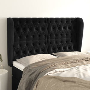 vidaXL Wingback Headboard Black 163x23x118/128 cm Velvet