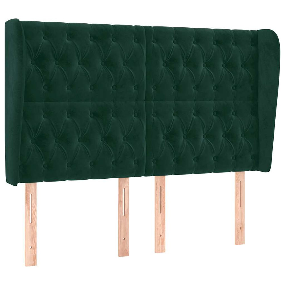 vidaXL Wingback Headboard Dark Green 163x23x118/128 cm Velvet