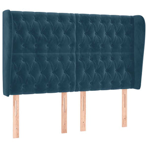 vidaXL Wingback Headboard Dark Blue 163x23x118/128 cm Velvet
