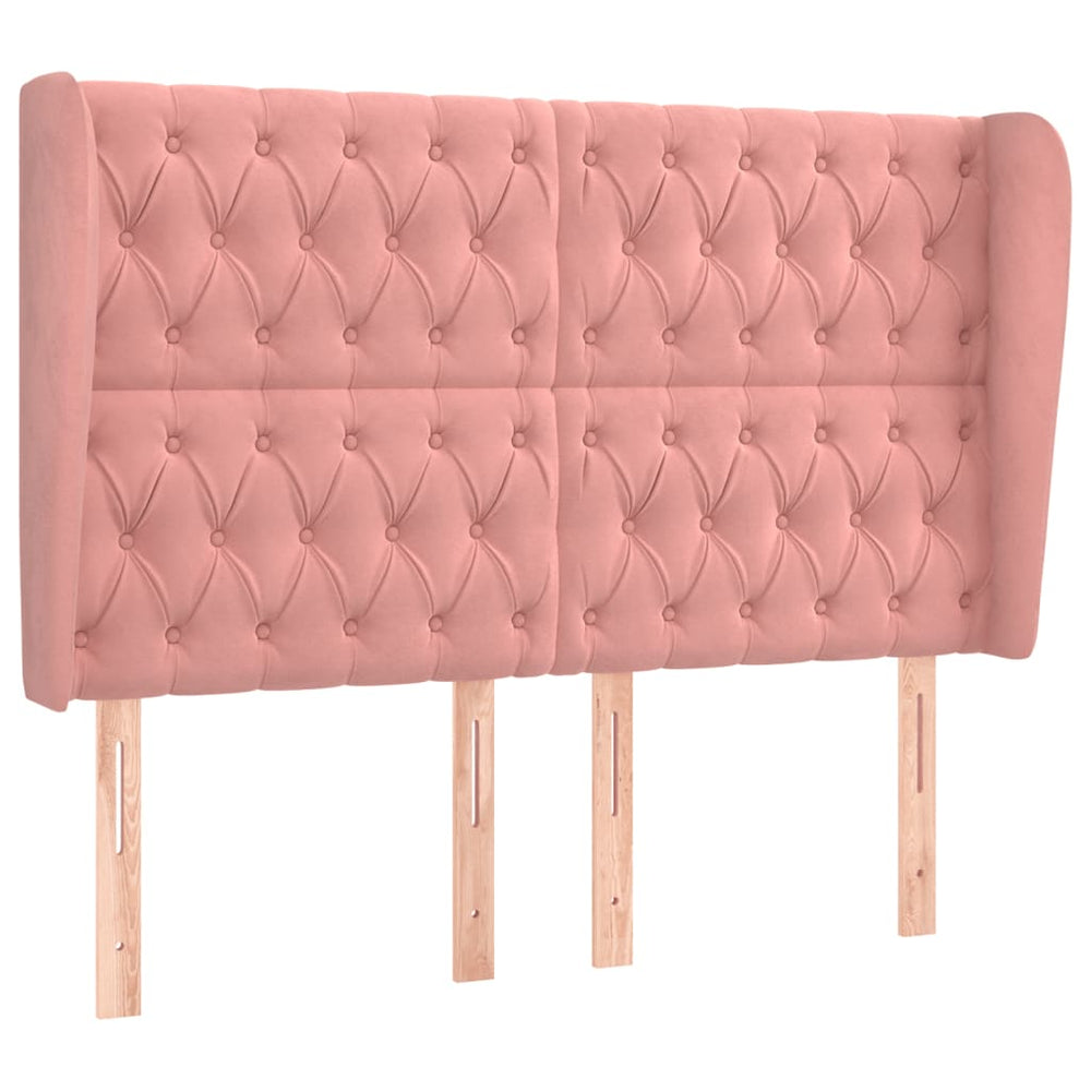 vidaXL Wingback Headboard Pink 163x23x118/128 cm Velvet