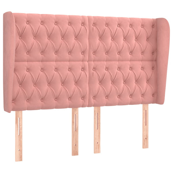 vidaXL Wingback Headboard Pink 163x23x118/128 cm Velvet