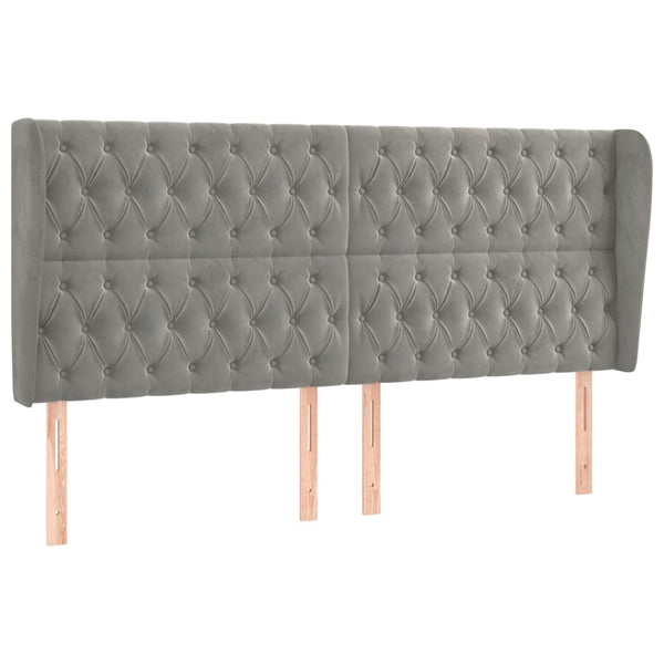 vidaXL Wingback Headboard Light Grey 183x23x118/128 cm Velvet