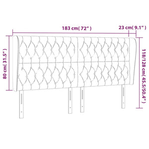 vidaXL Wingback Headboard Light Grey 183x23x118/128 cm Velvet
