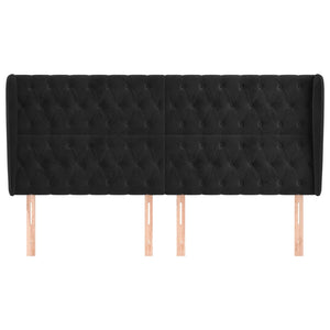 vidaXL Headboard with Wings Black 183x23x118/128 cm Velvet