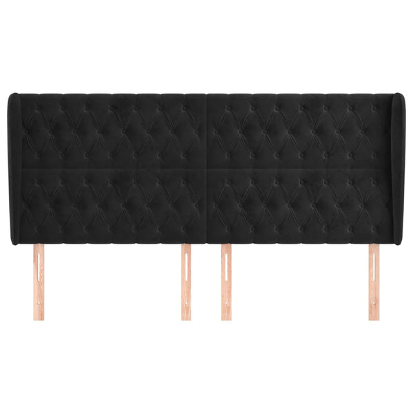 vidaXL Headboard with Wings Black 183x23x118/128 cm Velvet