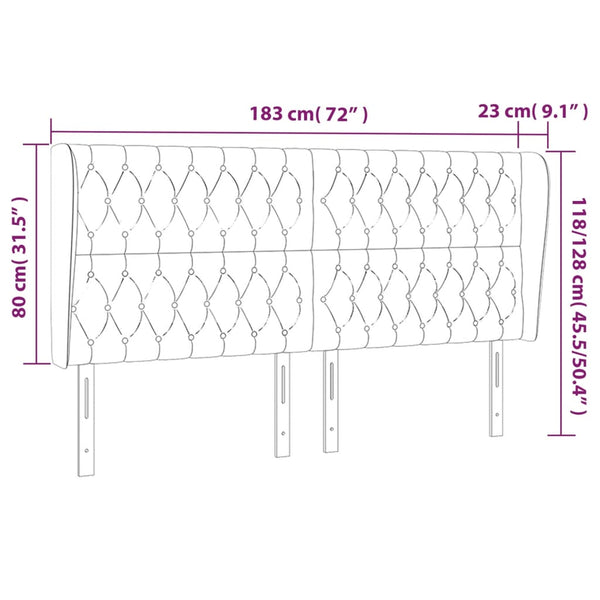 vidaXL Headboard with Wings Black 183x23x118/128 cm Velvet