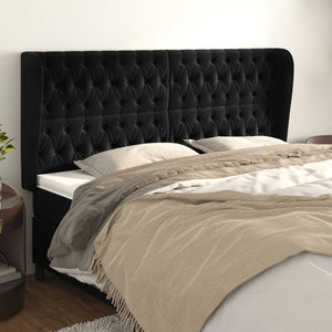 vidaXL Headboard with Wings Black 183x23x118/128 cm Velvet