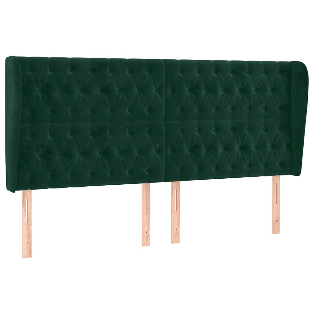 vidaXL Wingback Headboard Dark Green 183x23x118/128 cm Velvet