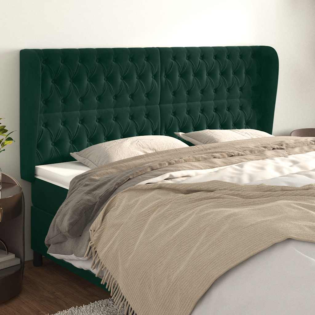 vidaXL Wingback Headboard Dark Green 183x23x118/128 cm Velvet