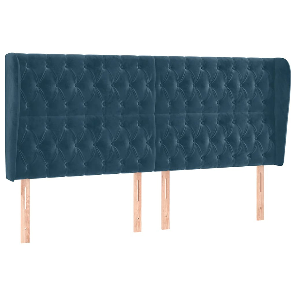 vidaXL Wingback Headboard Dark Blue 183x23x118/128 cm Velvet