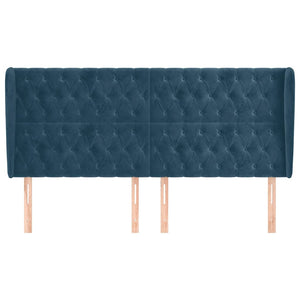 vidaXL Wingback Headboard Dark Blue 183x23x118/128 cm Velvet