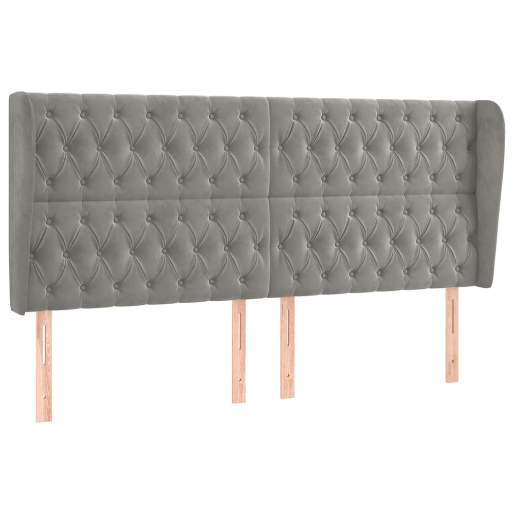 vidaXL Wingback Headboard Light Grey 203x23x118/128 cm Velvet