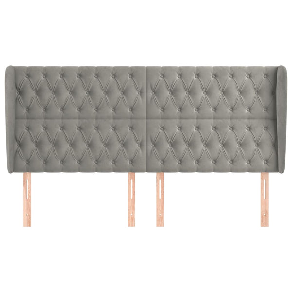 vidaXL Wingback Headboard Light Grey 203x23x118/128 cm Velvet
