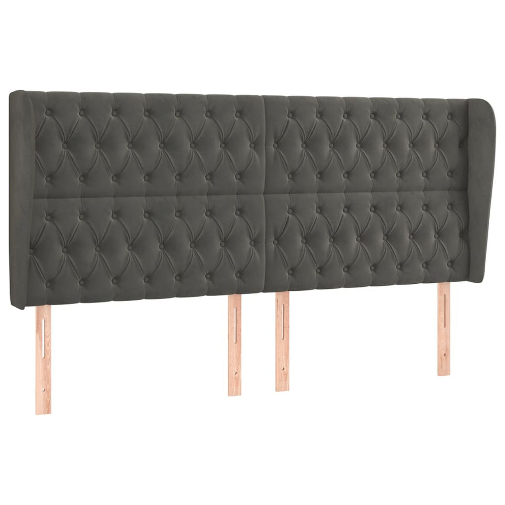 vidaXL Wingback Headboard Dark Grey 203x23x118/128 cm Velvet