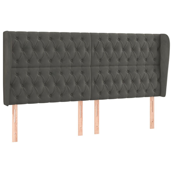 vidaXL Wingback Headboard Dark Grey 203x23x118/128 cm Velvet
