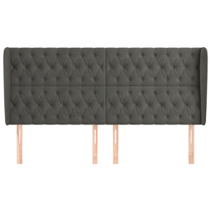 vidaXL Wingback Headboard Dark Grey 203x23x118/128 cm Velvet