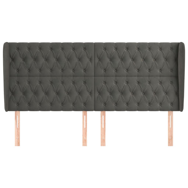 vidaXL Wingback Headboard Dark Grey 203x23x118/128 cm Velvet