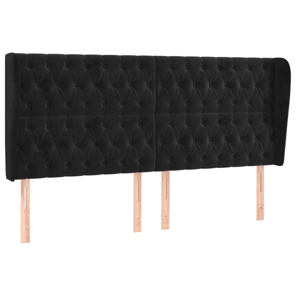 vidaXL Wingback Headboard Black 203x23x118/128 cm Velvet