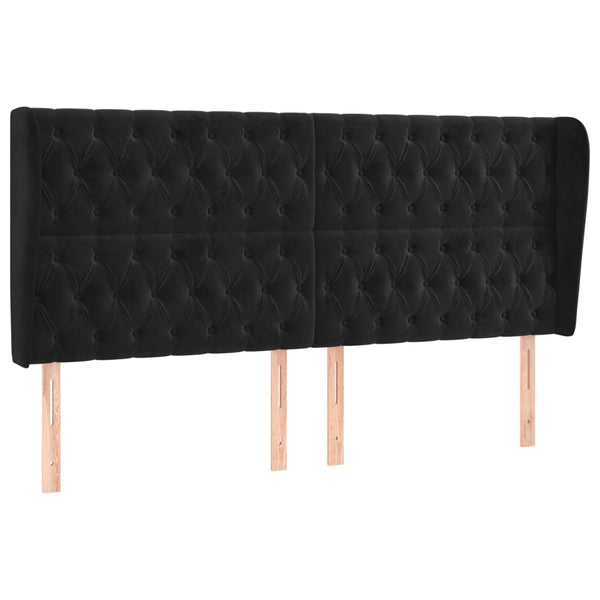 vidaXL Wingback Headboard Black 203x23x118/128 cm Velvet