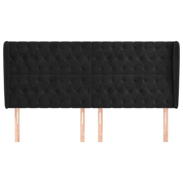 vidaXL Wingback Headboard Black 203x23x118/128 cm Velvet