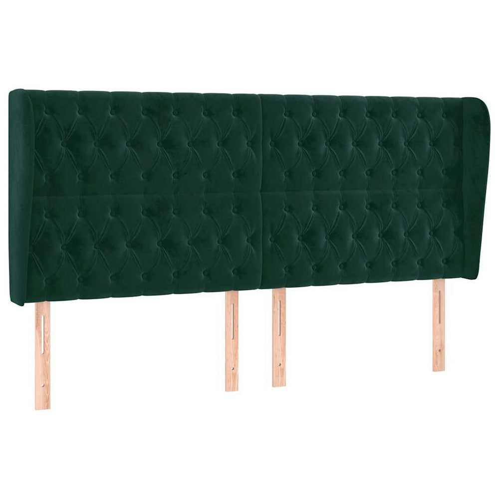vidaXL Wingback Headboard Dark Green 203x23x118/128 cm Velvet