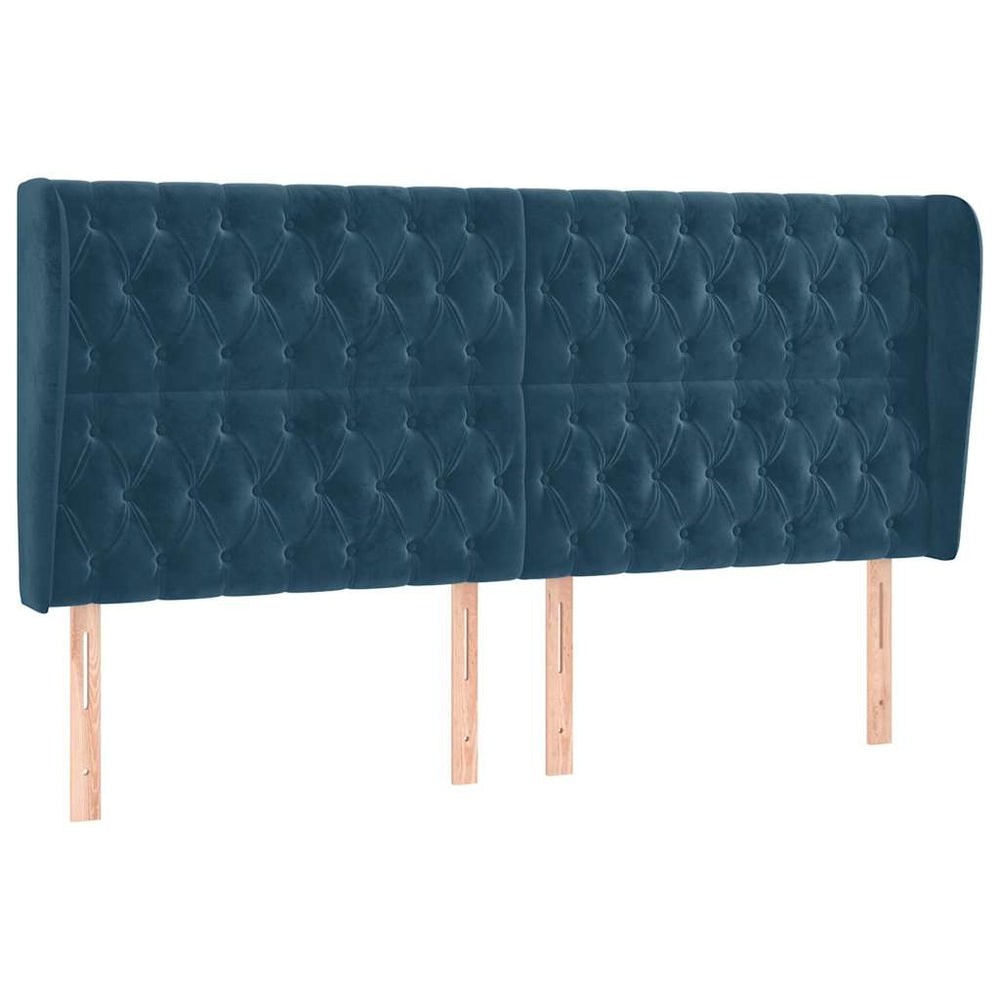 vidaXL Wingback Headboard Dark Blue 203x23x118/128 cm Velvet