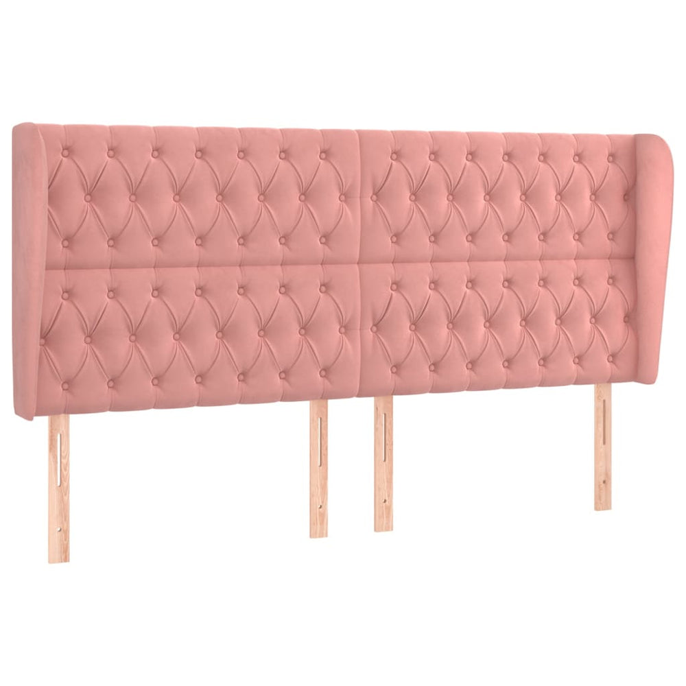 vidaXL Wingback Headboard Pink 203x23x118/128 cm Velvet