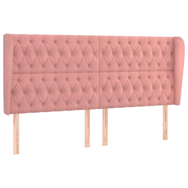 vidaXL Wingback Headboard Pink 203x23x118/128 cm Velvet