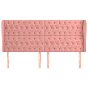 vidaXL Wingback Headboard Pink 203x23x118/128 cm Velvet