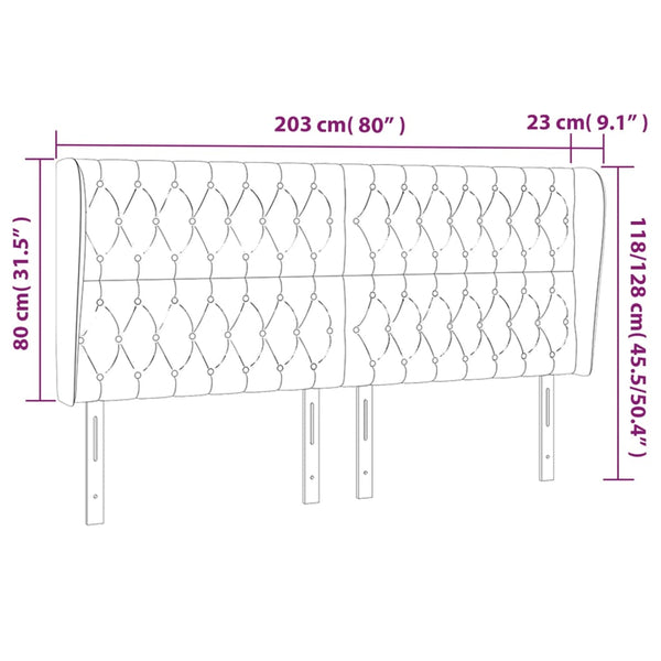 vidaXL Wingback Headboard Pink 203x23x118/128 cm Velvet