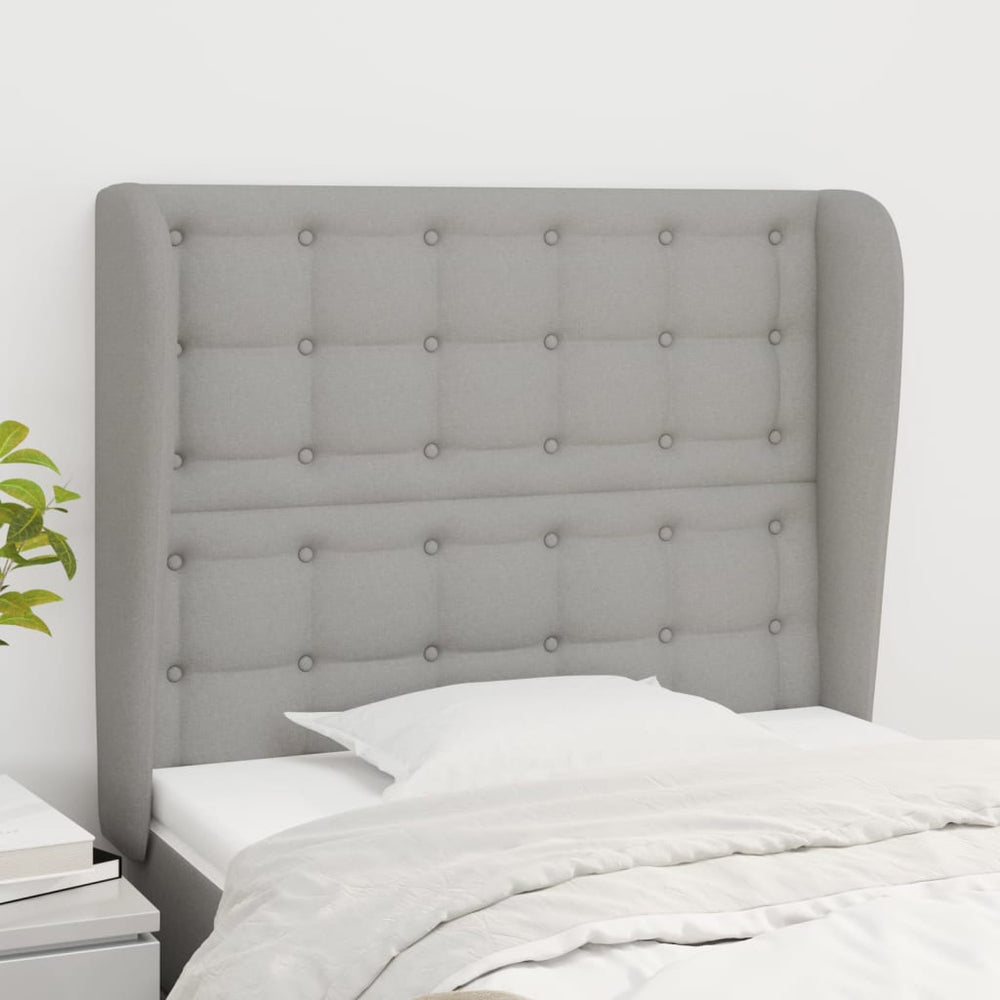 vidaXL Wingback Headboard Light Grey 83x23x118/128 cm Fabric