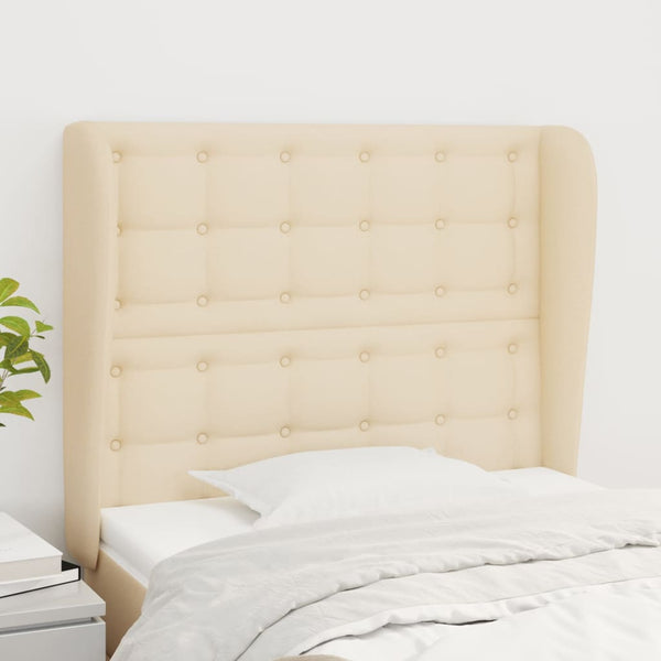 vidaXL Wingback Headboard Cream 83x23x118/128 cm Fabric