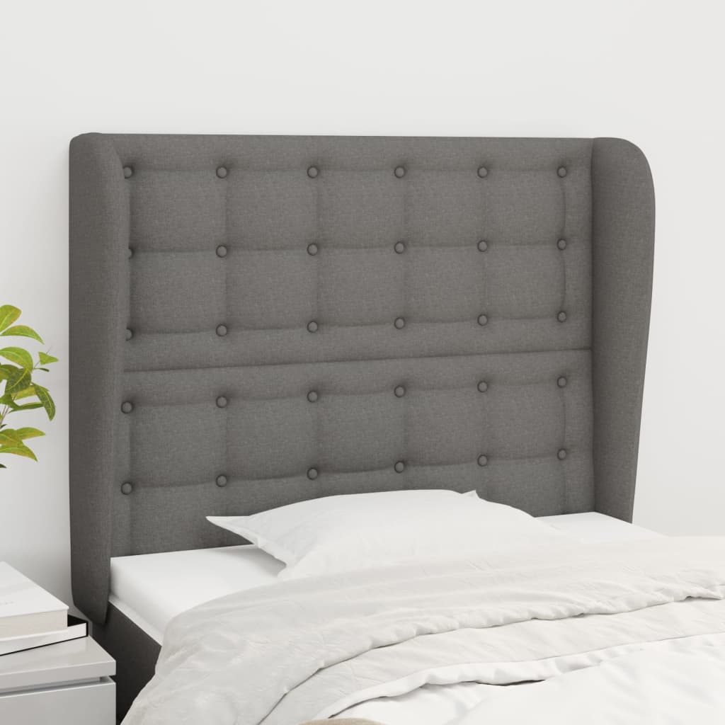 vidaXL Wingback Headboard Dark Grey 93x23x118/128 cm Fabric