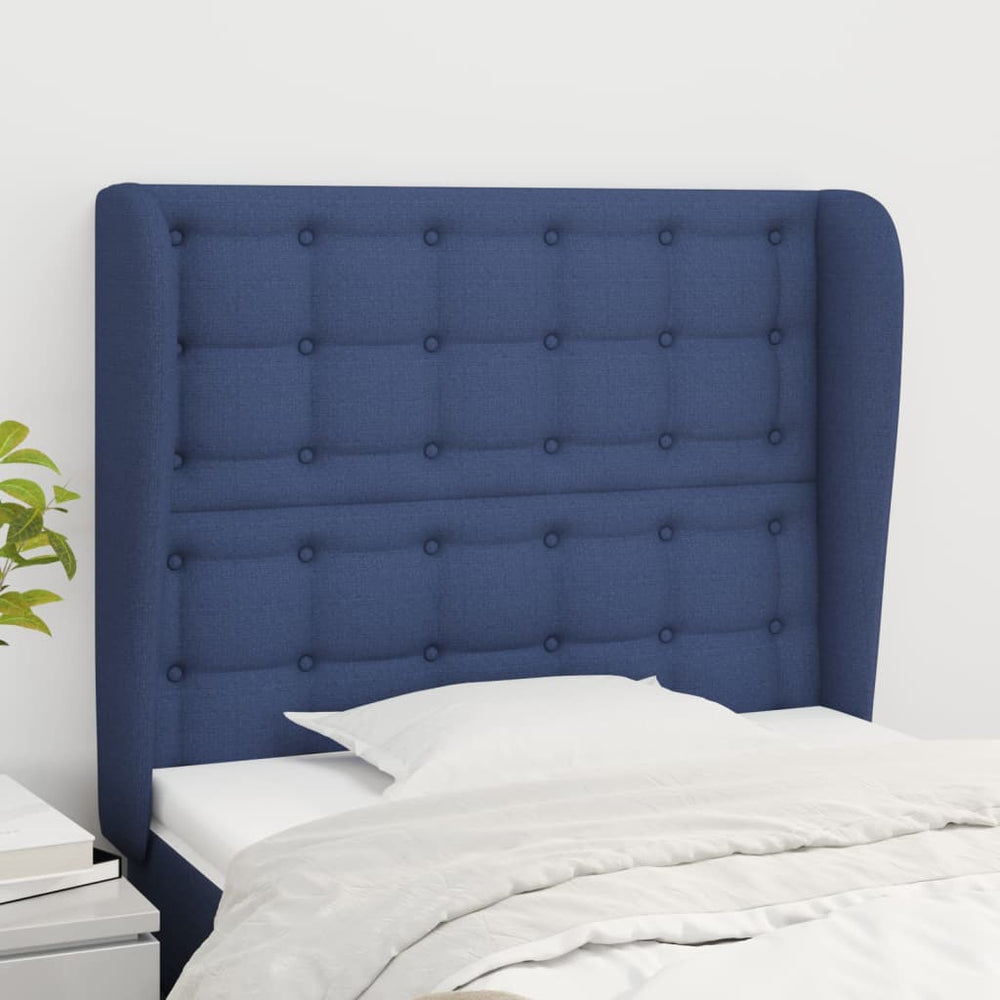 vidaXL Wingback Headboard Blue 93x23x118/128 cm Fabric