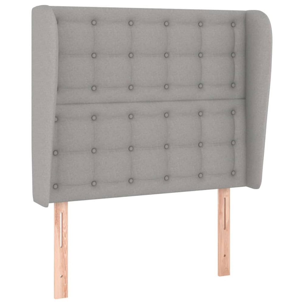 vidaXL Wingback Headboard Light Grey 103x23x118/128 cm Fabric