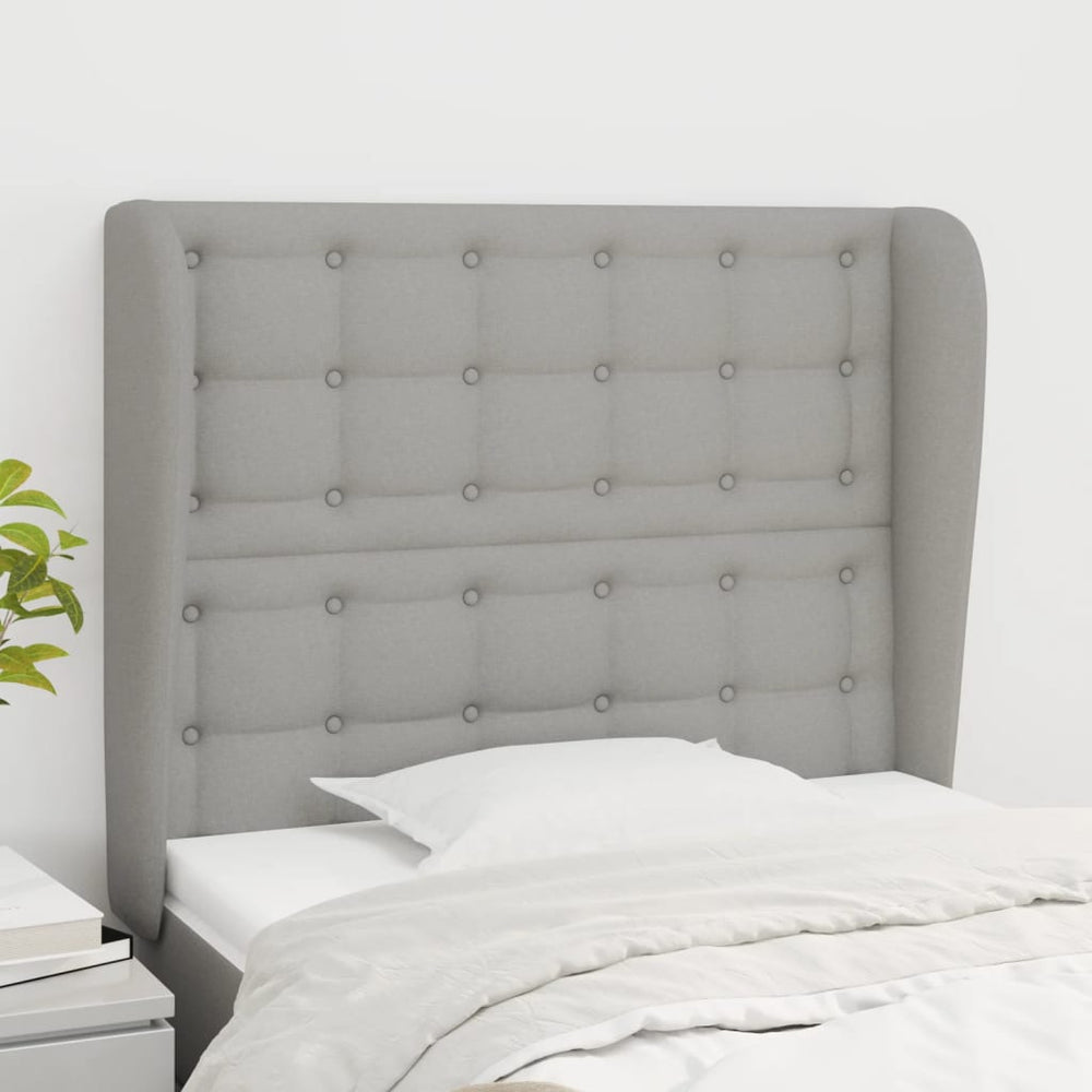vidaXL Wingback Headboard Light Grey 103x23x118/128 cm Fabric
