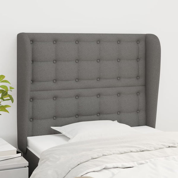 vidaXL Wingback Headboard Dark Grey 103x23x118/128 cm Fabric