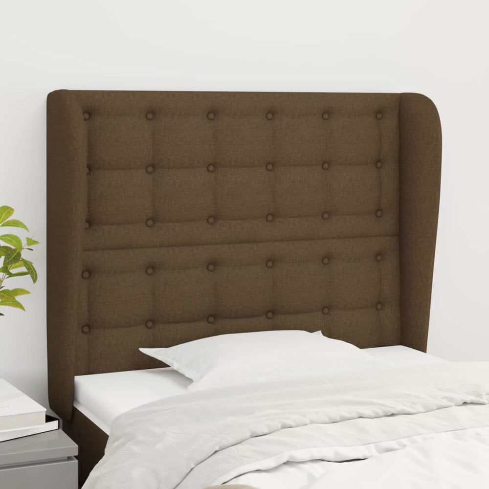 vidaXL Wingback Headboard Dark Brown 103x23x118/128 cm Fabric