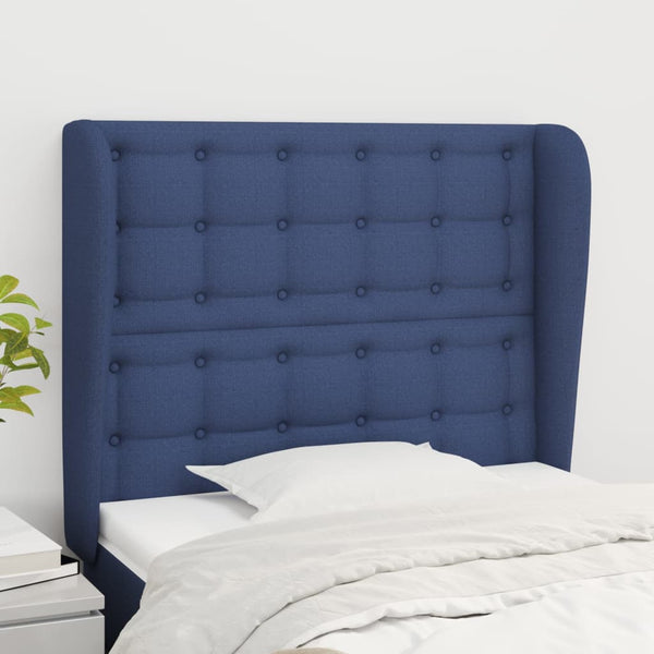 vidaXL Wingback Headboard Blue 103x23x118/128 cm Fabric